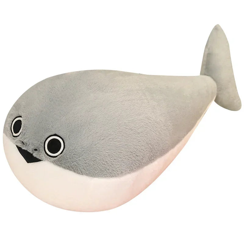 Realistic large gray fish plush toy
