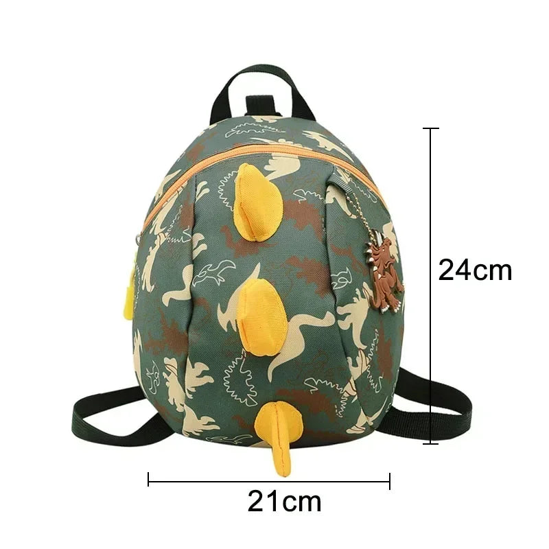 Children's anti-loss safety backpack with dinosaur-shaped safety belt.
