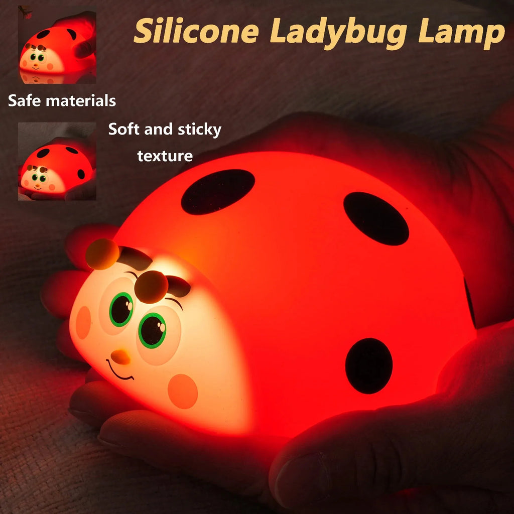 Silicone Night Light for Baby's Room in Ladybug Shape