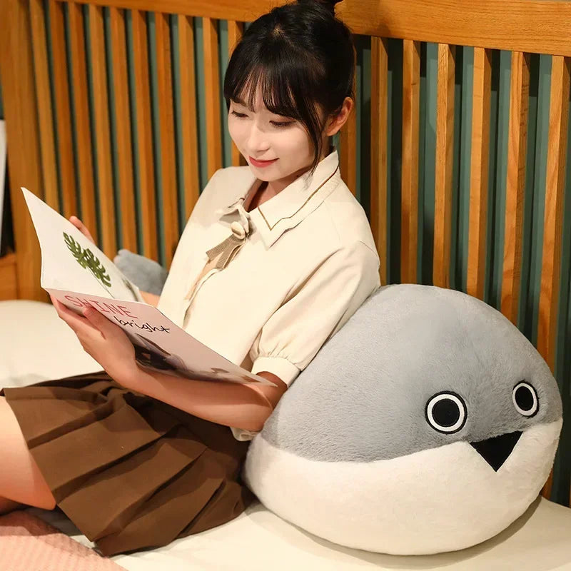 Realistic large gray fish plush toy
