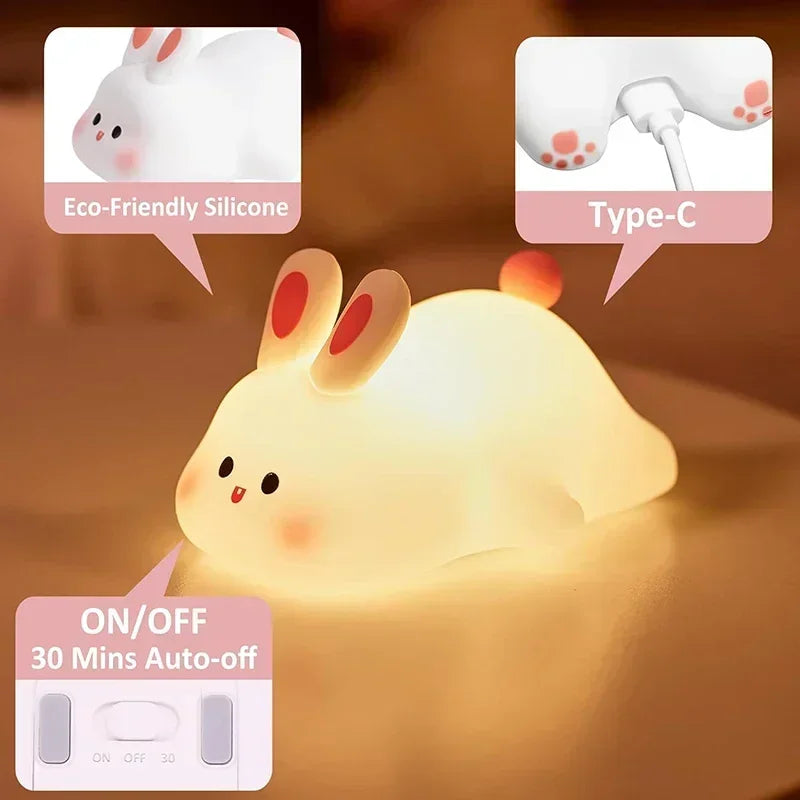 Silicone Lamp for Children's Room in the Shape of a Rabbit