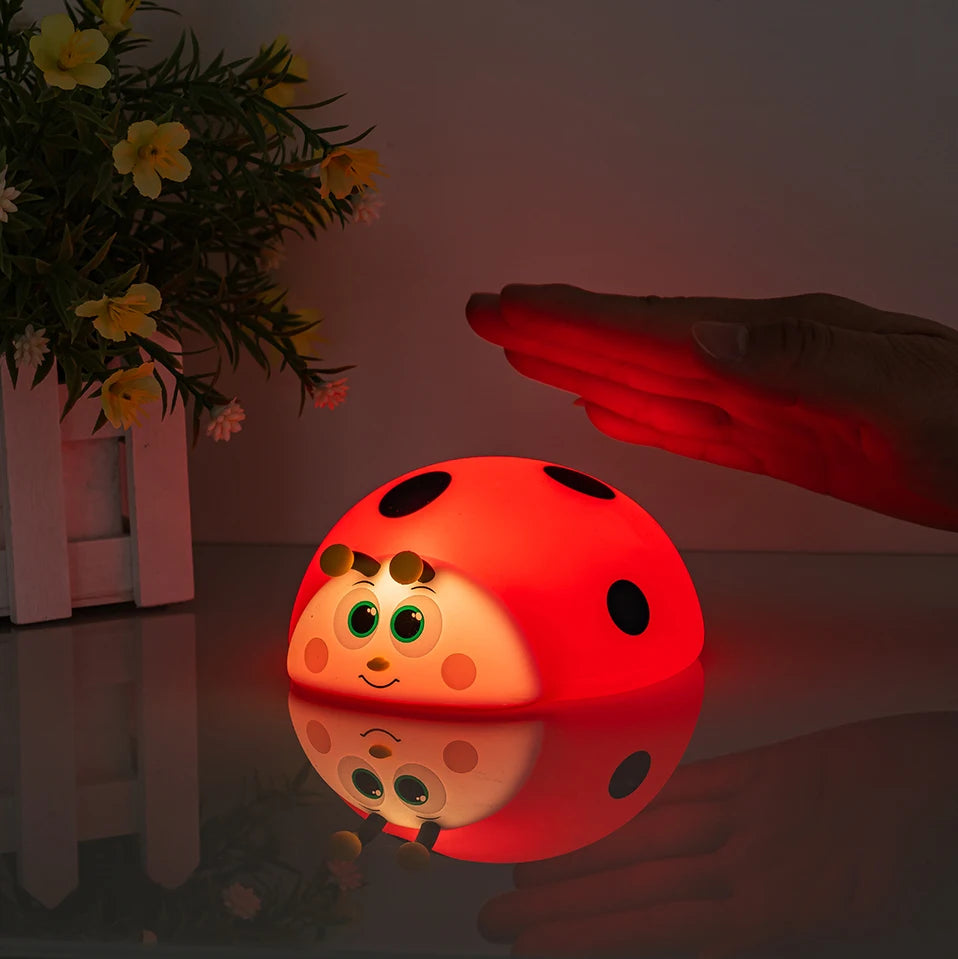 Silicone Night Light for Baby's Room in Ladybug Shape